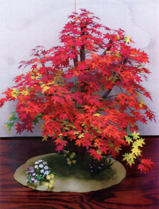 『紅葉立木図』（造花部高さ約60cm）